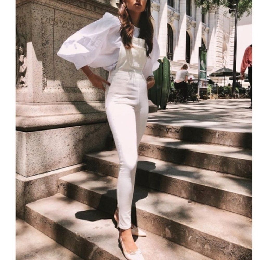 NWT Revolve WeWoreWhat White High Rise Skinny Overalls